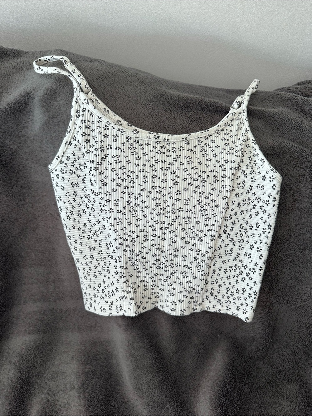 Women's White Floral Ribbed Cami Tank Top